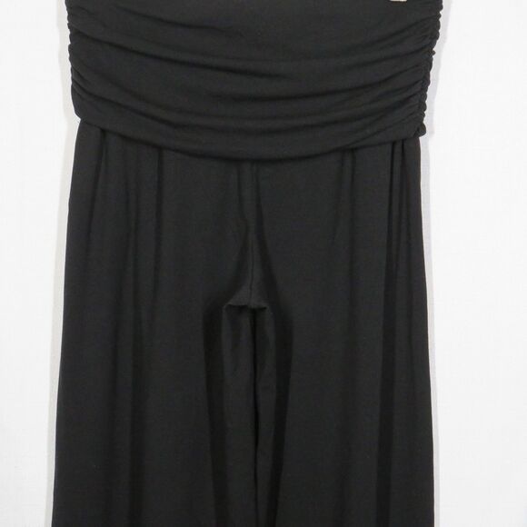 OGL Black Soft Stretchy Wool Blend Shirred Fold Over Waist Wide Leg Pants SMALL - Picture 7 of 10